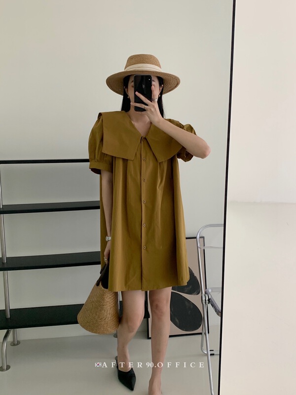 [after.90] fresh and simple large lapel dress 6769\ll