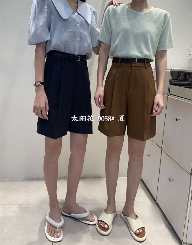 【太陽花】時尚韓系百搭休閒短褲(配腰帶)  YS1-9058#  L