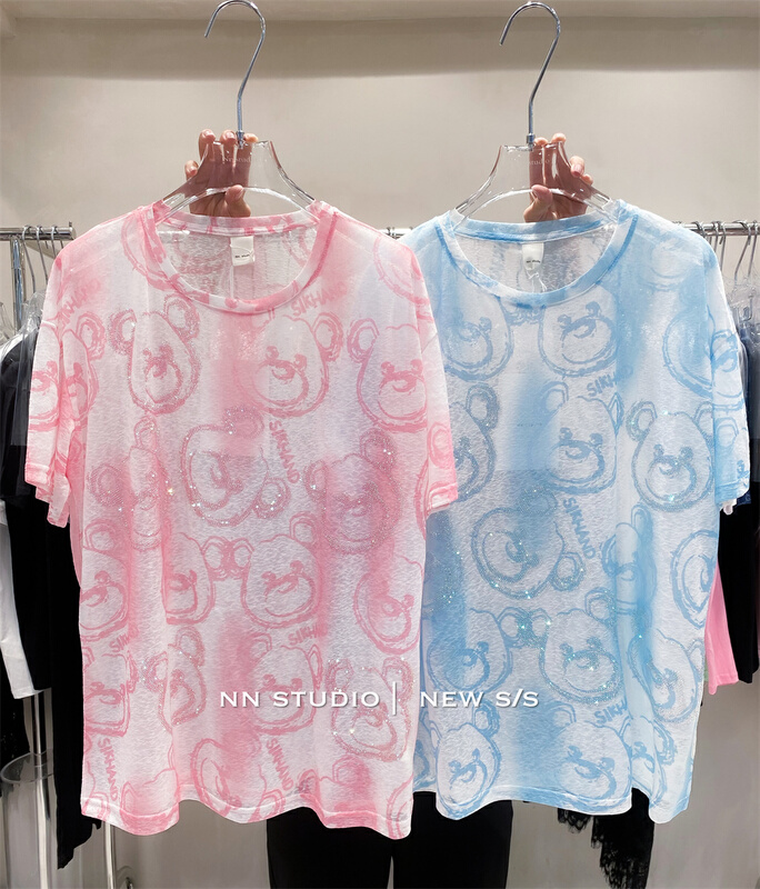 [NN] casual full body hot drill bear head short sleeve T-shirt 7568\xyy
