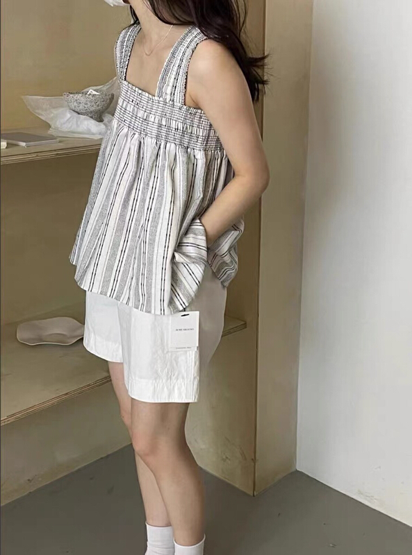 [tototellme] hemp cotton holiday style suspender shirt 24168\hbx