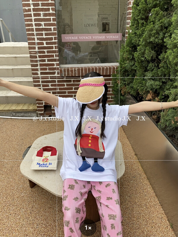 [JX] simple braided girls' short sleeve T-shirt 1540\wtt