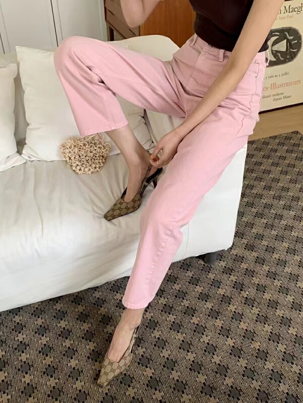 [x2 Vance feather] high waist slim candy color straight jeans 6153\wtt
