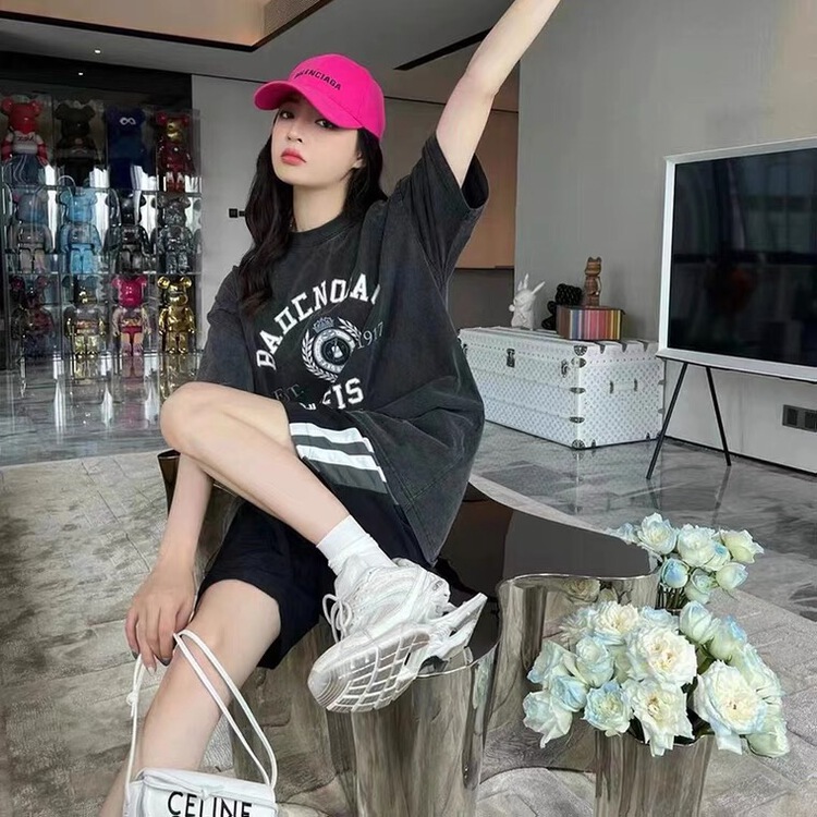 [East room] washed Korean ins letter printed short sleeve T-shirt 9361\wtt