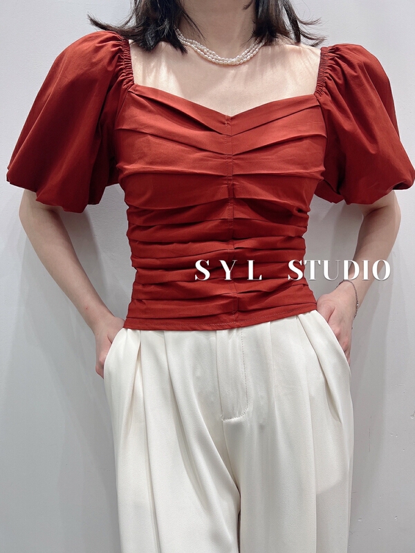 [SYL] fashionable square neck fresh shirt 5231\l