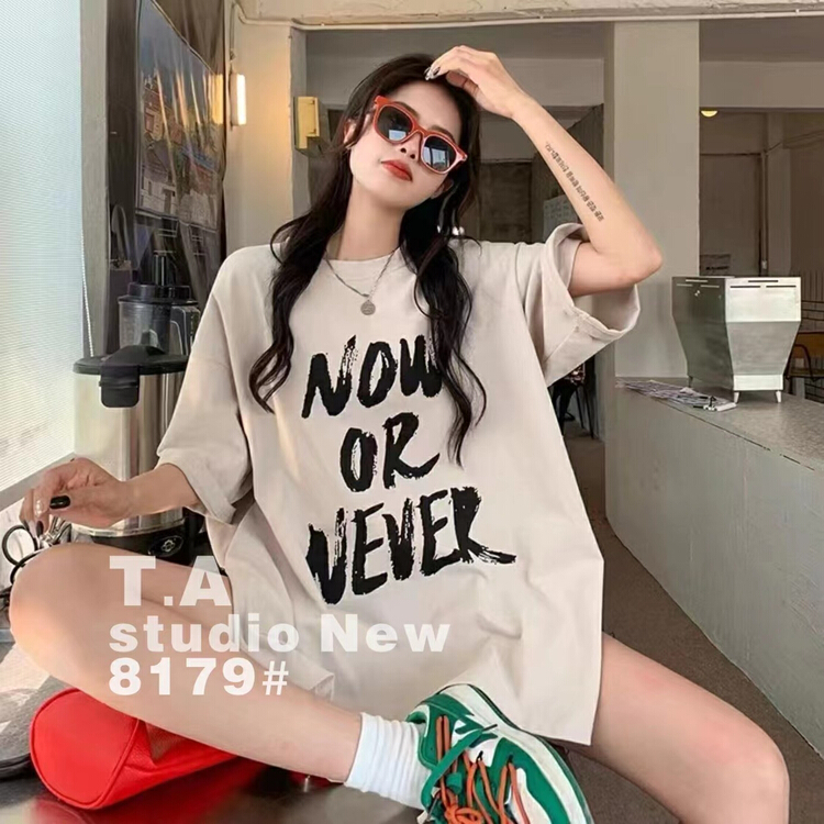 [ta+] Korean casual loose letter short sleeve T-shirt 81799\xyy