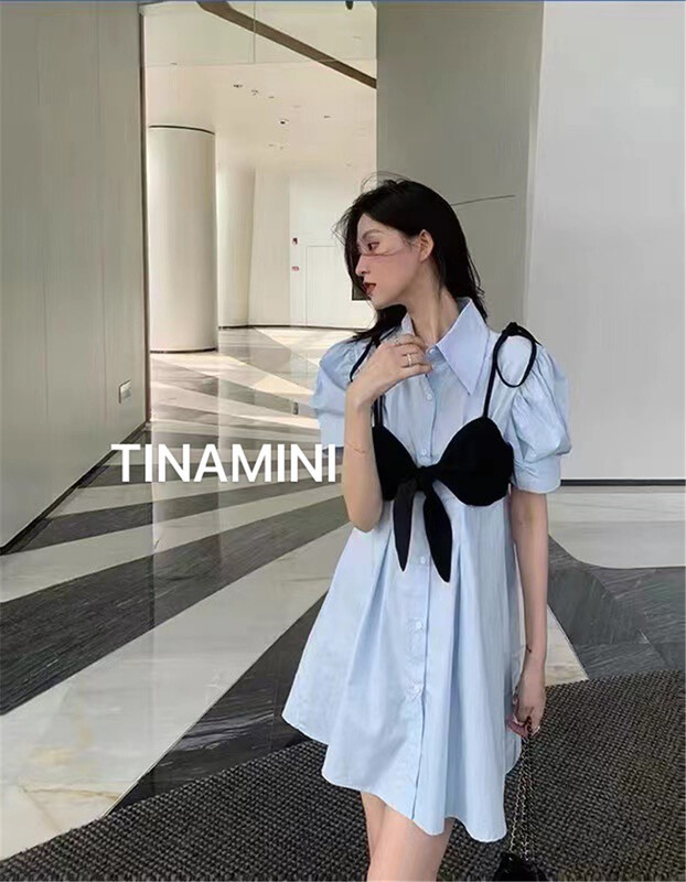 [tinamini] Korean fake two piece dress m0202\hjy