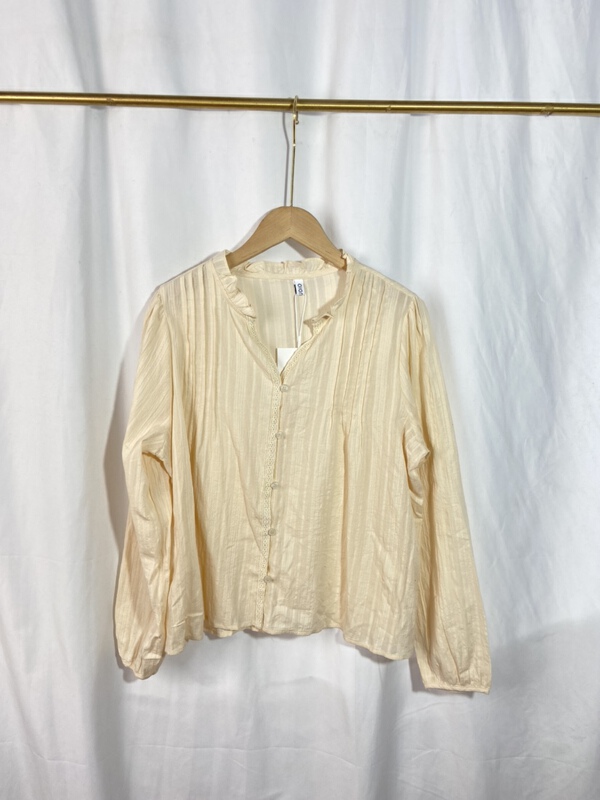 [Yi show shop] V-neck single breasted simple shirt 1498\cl
