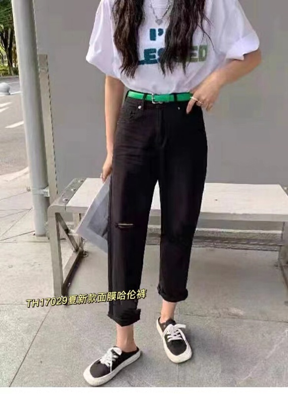 [T.H] Korean simple casual versatile jeans (with belt) 17029\lsw