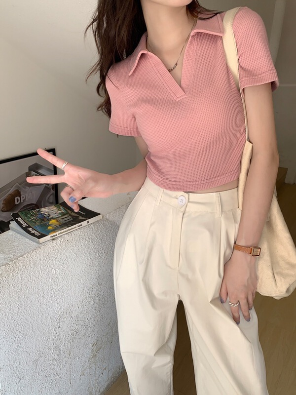 [miss sumey millet] casual polo collar short sleeve T-shirt 2450\hbx