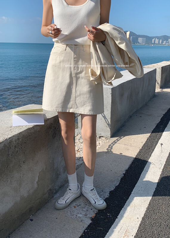 New year in early spring! [Kittin] simple basic high waist slim skirt 625\l