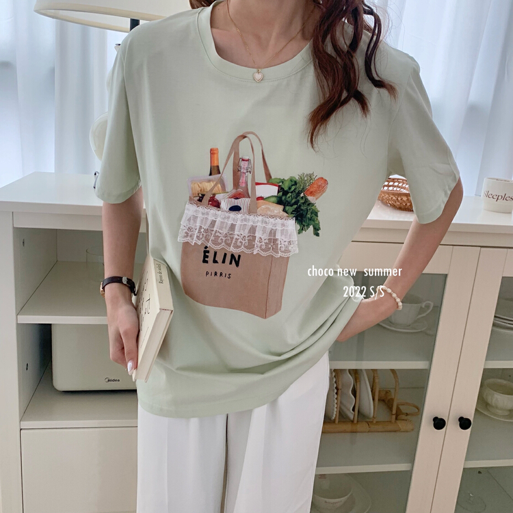 [choco] Korean fashion versatile short sleeve T-shirt 8302\hbx