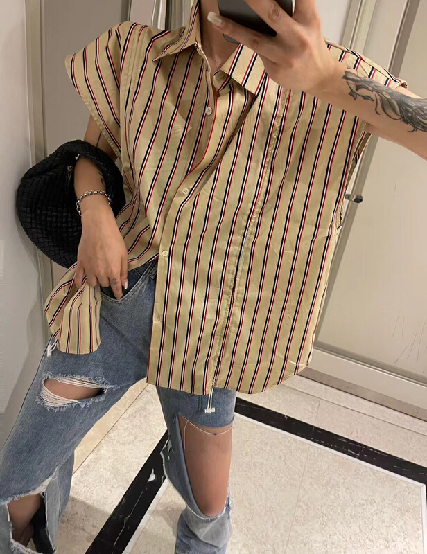 [jvv sister] casual drawstring striped sleeveless shirt 2661\zxl