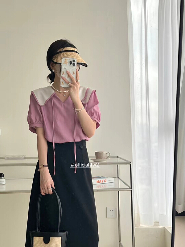 [TW2] Korean color blocking fashion shirt (excluding matching) 19210\hbx