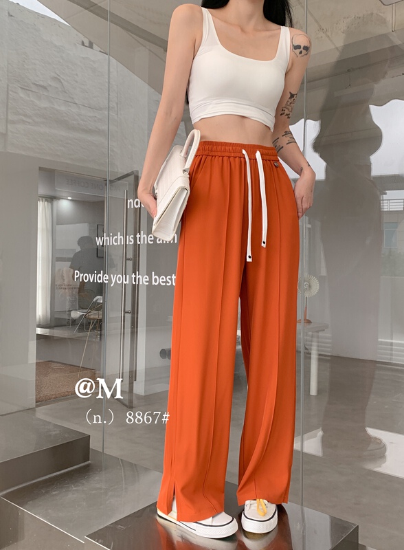 [big M family] lace up solid color versatile casual pants 8867\wtt