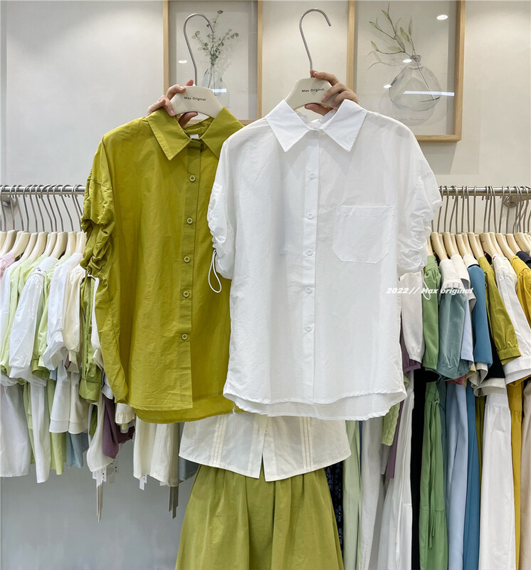 [Max original] Korean casual drawstring single Pocket Shirt 98230\hbx