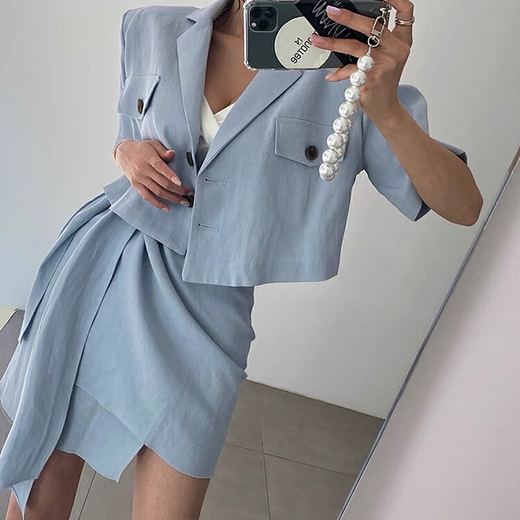 Original price 88.99! [Yulia] temperament fashion coat + irregular fashion skirt suit 2194\lsw