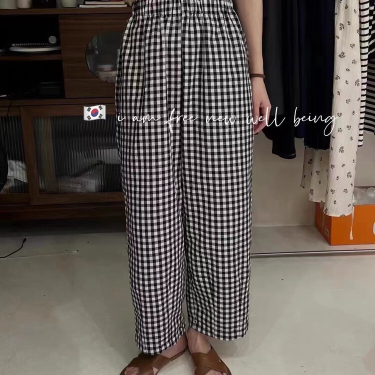[free studio] Korean Plaid 9-point casual pants 2383\hjy