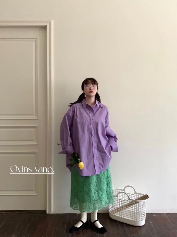 New year in early spring! Main push! [ovinsyang] boyfriend style loose diagonal button two candy color shirts 8673\wtt
