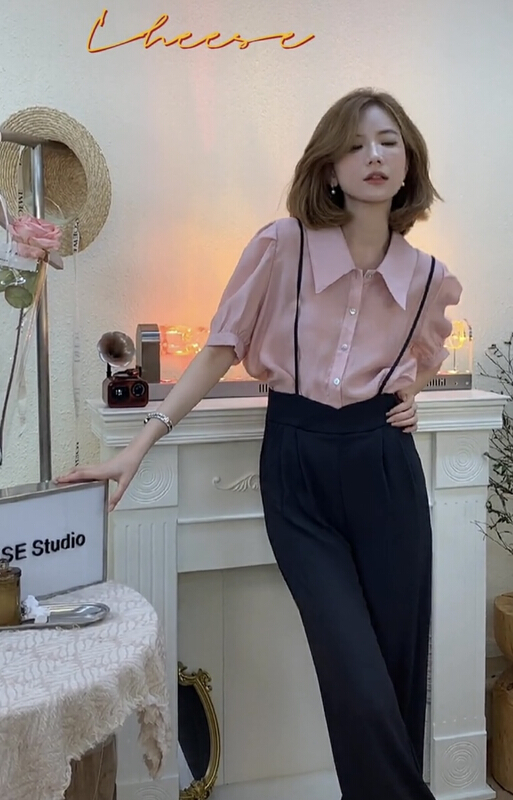 [y.jia EJA] leisure aging shirt strap Pants Set 6158