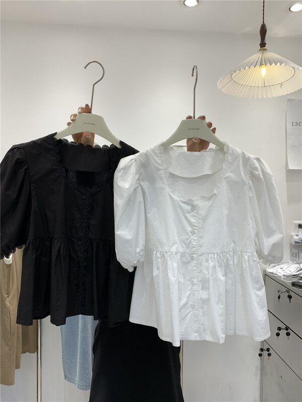 [13c.studio] Korean version simple lace shirt 6869\pcz