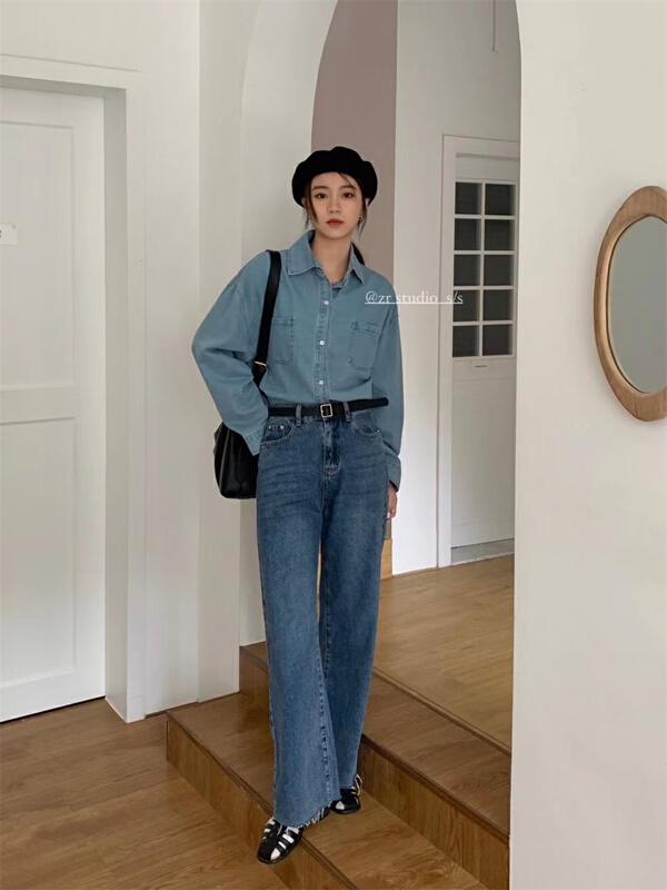 [Zr] original versatile solid denim jacket 5518\xyy