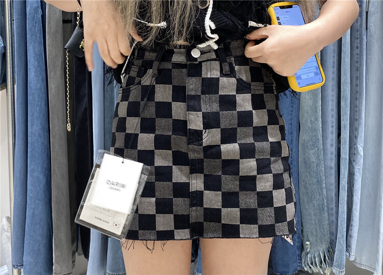 [o not 1] check fashion slim skirt w843\lsw