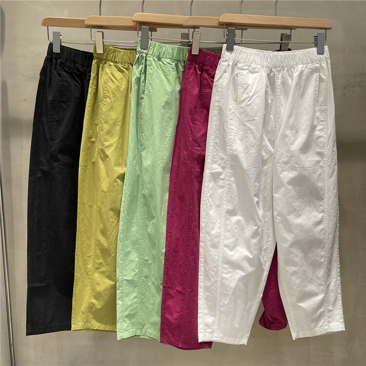 [fabric] elastic waist clean comfortable casual pants 862023\l