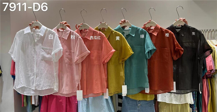 [feeding] commuting versatile short sleeve cotton linen comfortable shirt 7911-d6\cls
