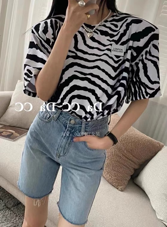 [Amy] Korean Pullover round neck short sleeve T-shirt 8187\wtt