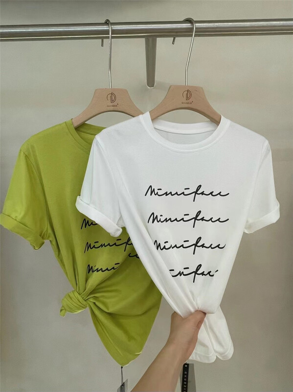 [ancient symbol] casual and versatile letter printed short sleeve T-shirt 8148\hjy
