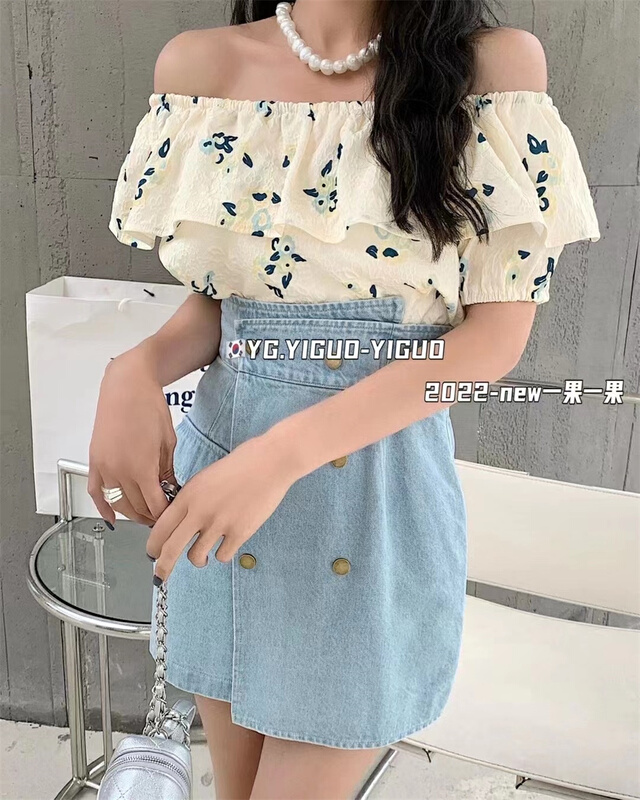 [yiguoyiguo] pure desire one shoulder floral shirt ys1-68235\pcz