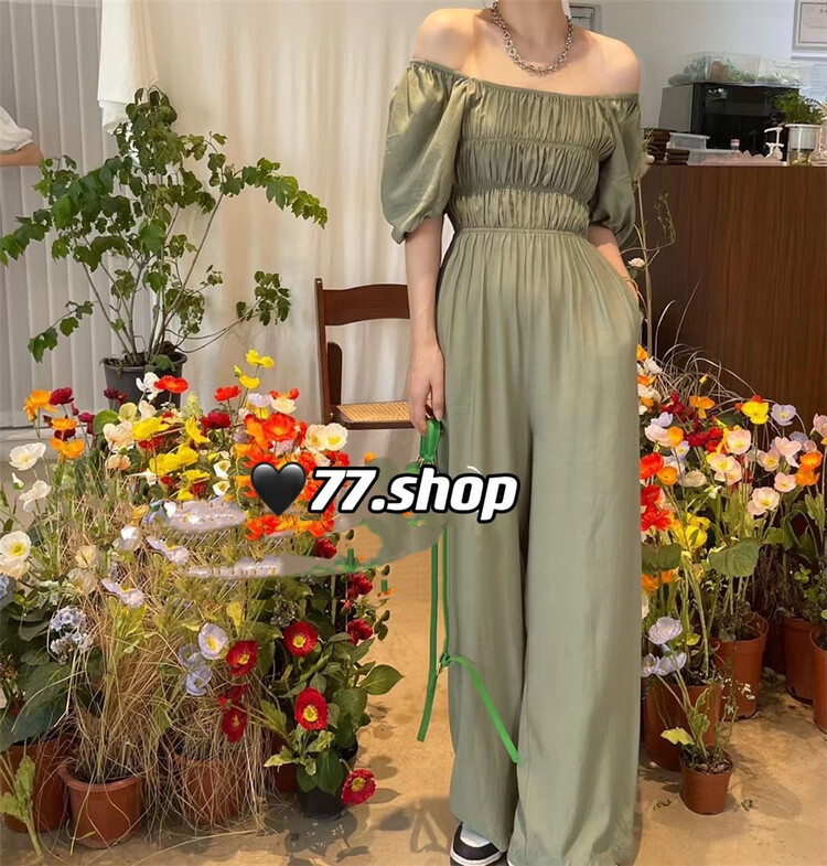 [77.shop] French retro style one shoulder, waist closed, slim and mop Jumpsuit 9202\wtt