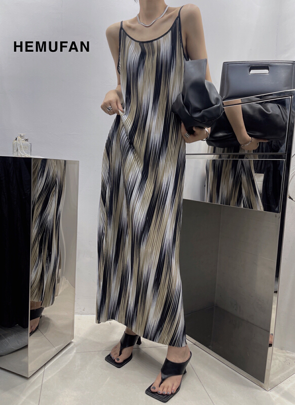 [Hepburn] advanced color stripe suspender dress 3805 μ L