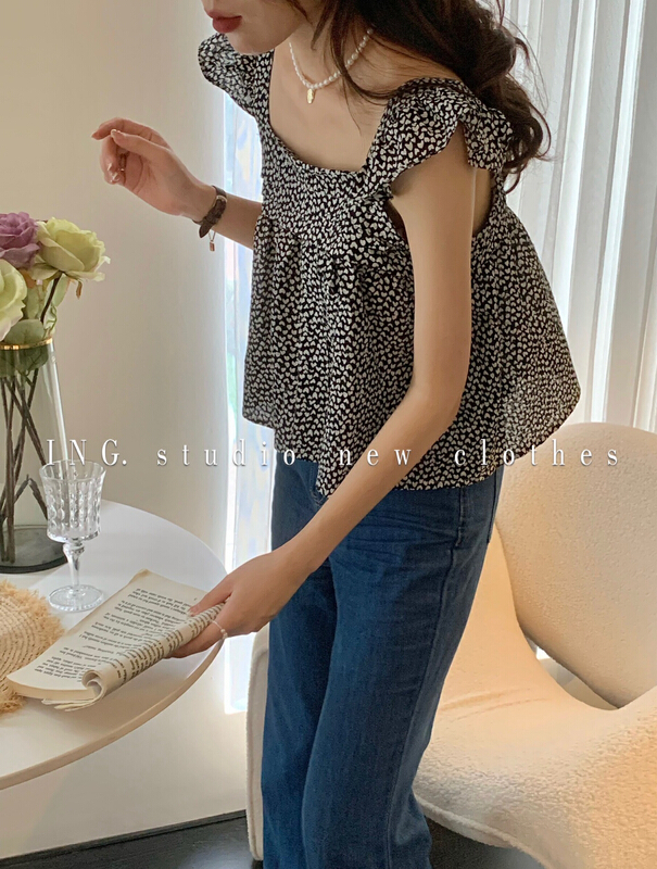 [ing] Diandian small flying sleeve tank top shirt ing-9083