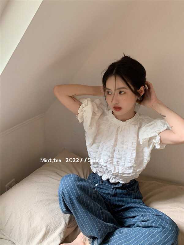 [mint tea] Korean Short ins shirt 22688\zjy