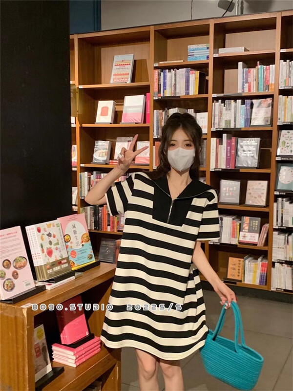 [8090] stripe loose comfortable dress 2101\l