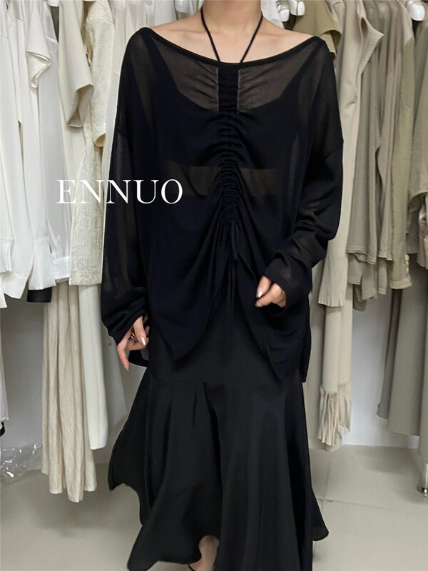 [ennuo] comfortable Korean shirt with neck hanging 1989\l