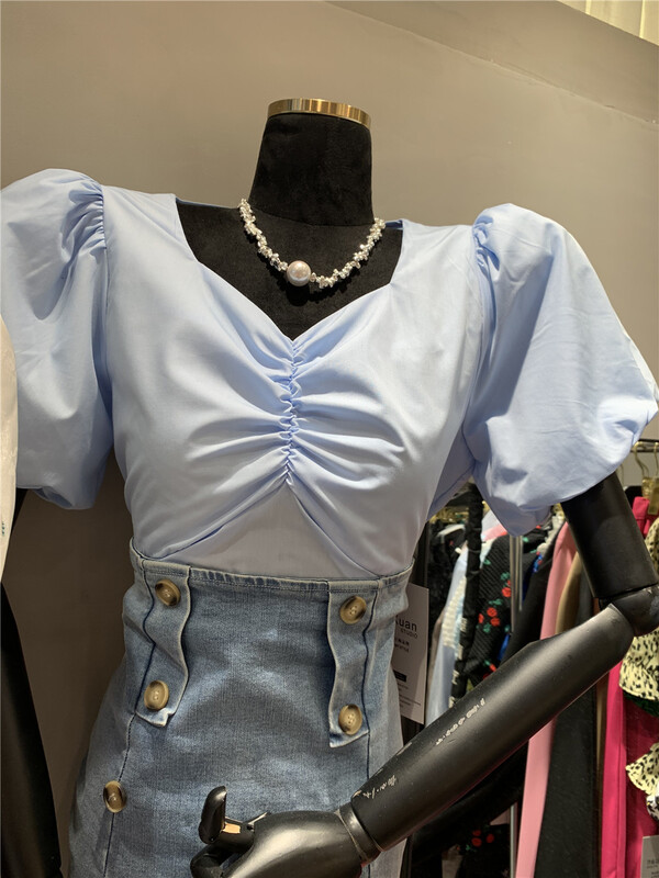 [x.xan] design sense retro slim shirt (excluding necklace) 7236\pcz