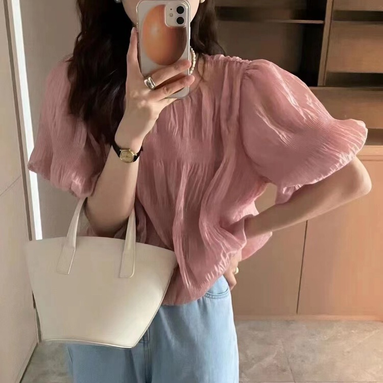 [hi] round neck slim loose shirt 5252\hjy