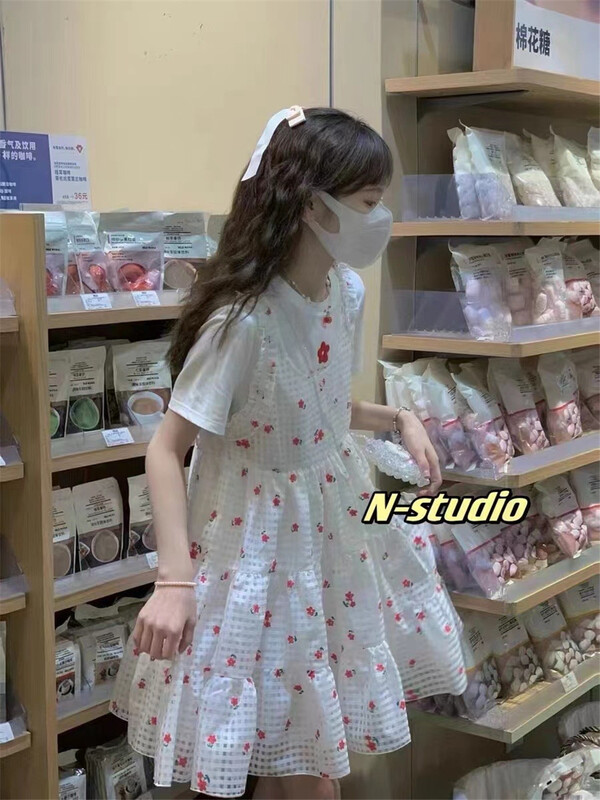 【N】 Sleeveless floret crimp dress (only selling sleeveless dress) 0954\t