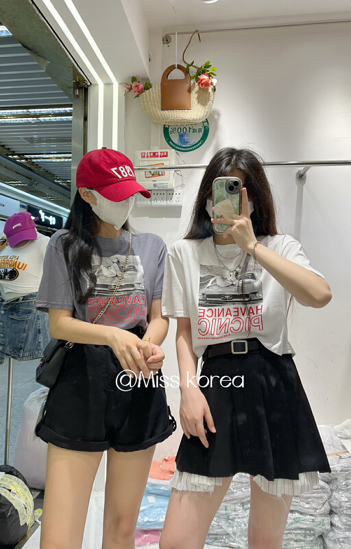 [Miss Korea] printed versatile comfortable short sleeve T-shirt 6849\hbx