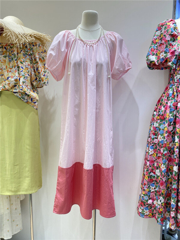 [of white] Korean Ladies' patchwork round neck dress 881570\hjy