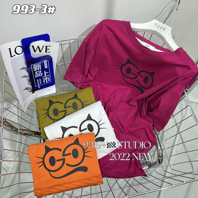 [9319] cat print large short sleeve T-shirt 993-3\l