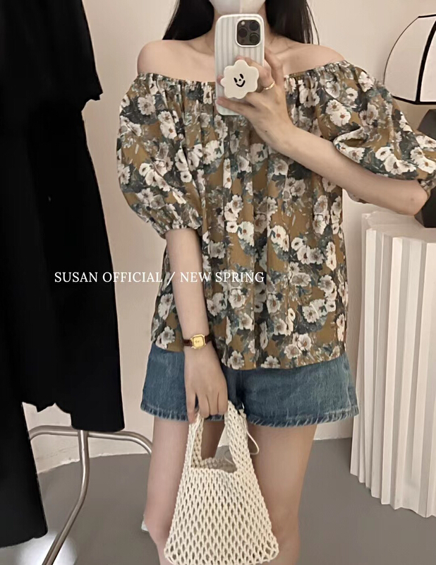 【 Susan 】 one shoulder floral Korean shirt 19177\lsw