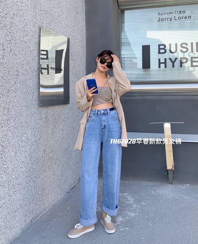 New year in early spring! [T.H] loose casual elastic boyfriend jeans 67028\lsw