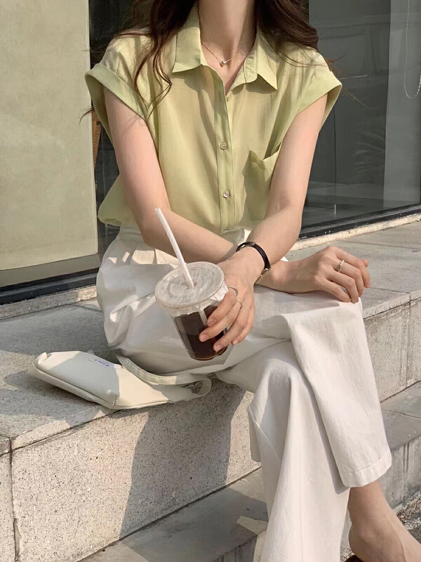[purple potato home] single breasted clean comfortable shirt 17501\hbx