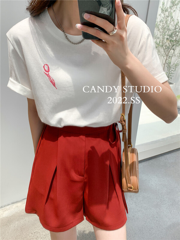 [candy] net loose lanyard versatile casual shorts (only shorts) ys1-7595\zjy