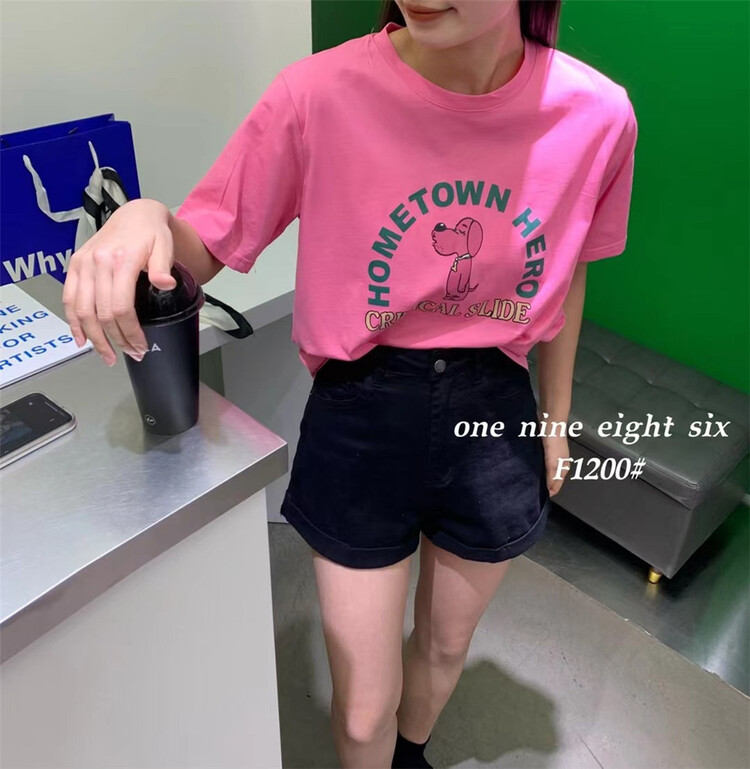 [1986] simple and versatile cartoon printed short sleeve T-shirt 1200\xyy