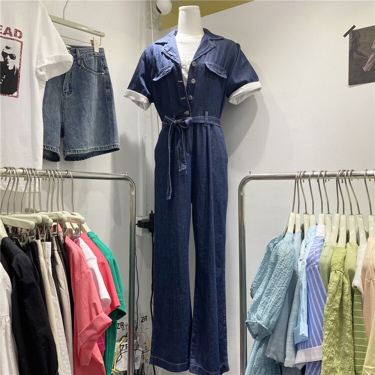 [Zr] commuter simple denim Jumpsuit 9675\xyy