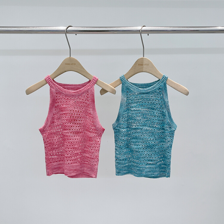 [Yang lotus] mixed color hollow out knitted vest / sling s12226266\ozq